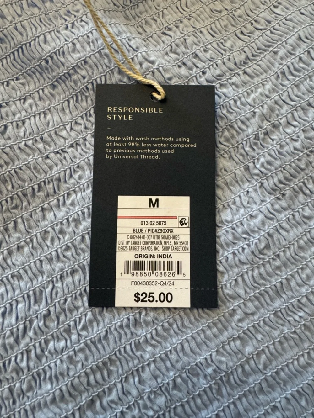 Universal Thread Light Blue Smocked Crop Top with Eyelet Sleeves - Picture 6 of 6